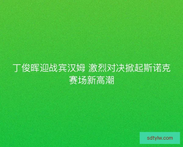 丁俊晖迎战宾汉姆 激烈对决掀起斯诺克赛场新高潮